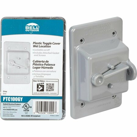 BELL Electrical Box Cover, 1 Gang, Rectangular, Non-Metallic, Toggle Switch PTC100GY